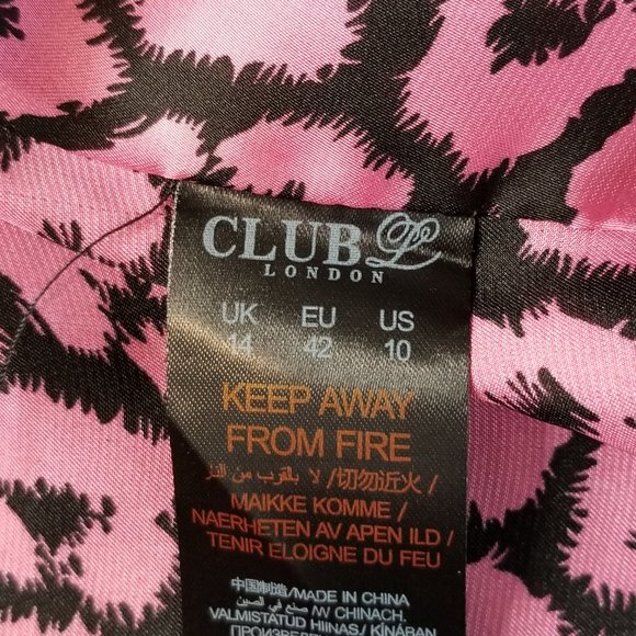ASOS Club L London Tie Open Front Pink Leopard Crop Top, Size 10 - Picture 5 of 12